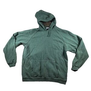 VTG Columbia Men Hoodie Green Sweatshirt Men's XL Cotton Kangaroo Pocket